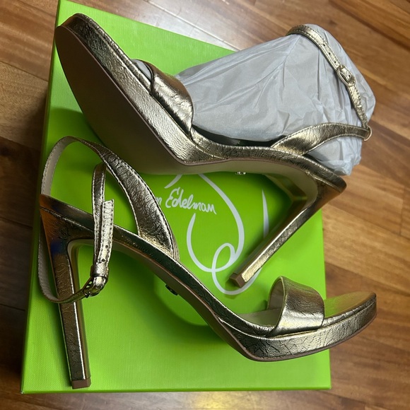 Sam Edelman Womens size 9.5 Jade Sandal Gold High Heel Stiletto. BOX/NEVER WORN - Picture 3 of 4